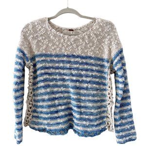 FREE PEOPLE Crochet Blue Sweater “French Creek”